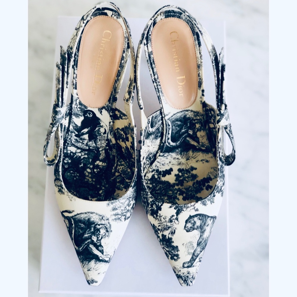 🦒Incredible Toile Sweet-D Dior Slingbacks🦒